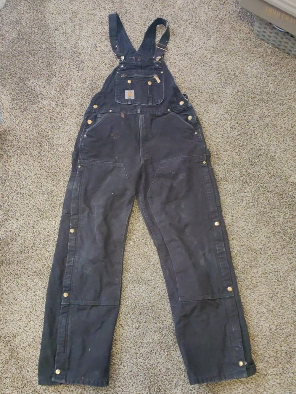 VTG Carhartt Distressed Reenforced Knee Quilted Insulated Bib Overalls